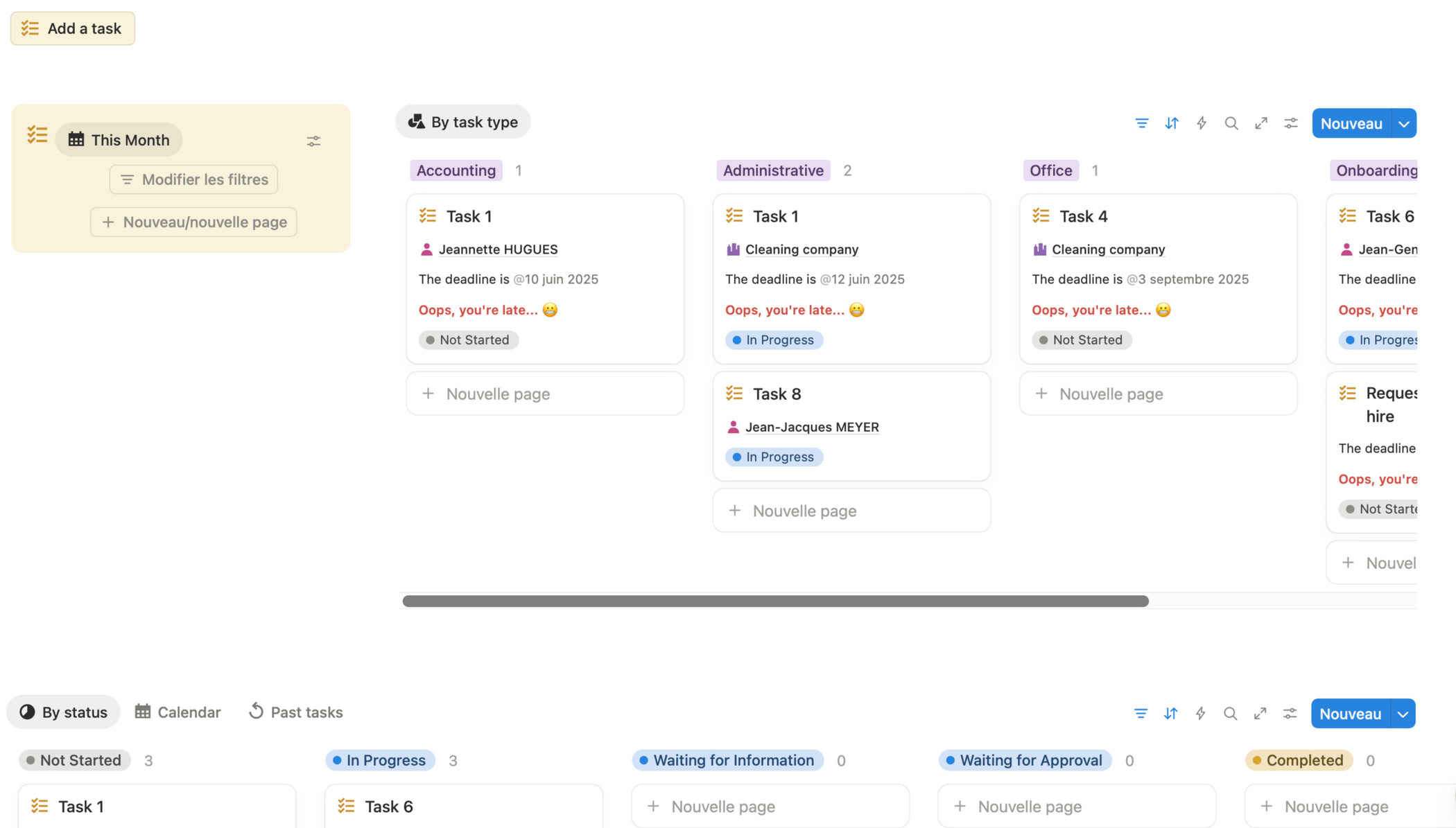 Task management Notion, To Do Office Manager