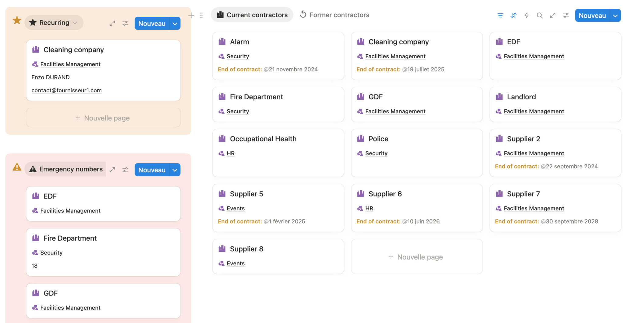List of service providers Service provider management, supplier file, service provider contract